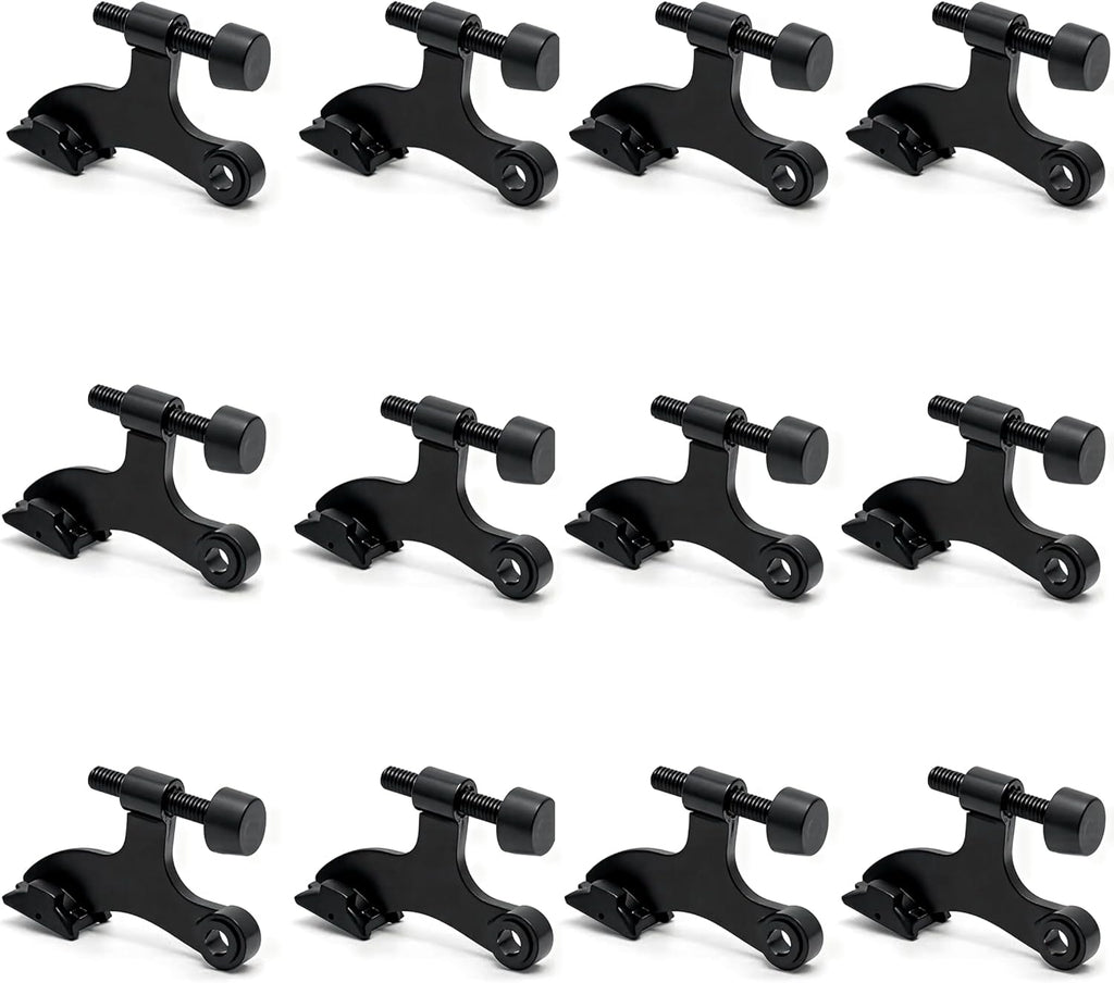 12 Pack Hinge Pin Black Door Stopper, Adjustable Heavy Duty Hinge Pin Door Stop with Black Rubber Bumper Tips