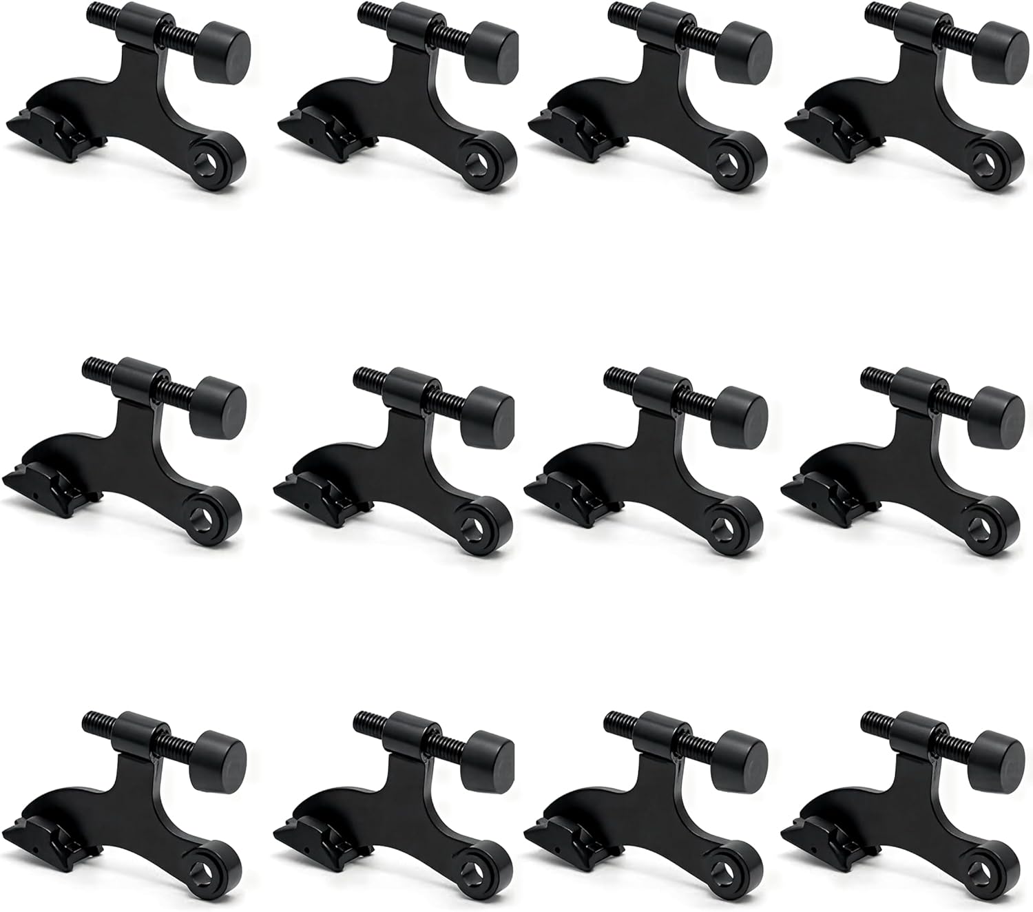 12 Pack Hinge Pin Black Door Stopper, Adjustable Heavy Duty Hinge Pin Door Stop with Black Rubber Bumper Tips