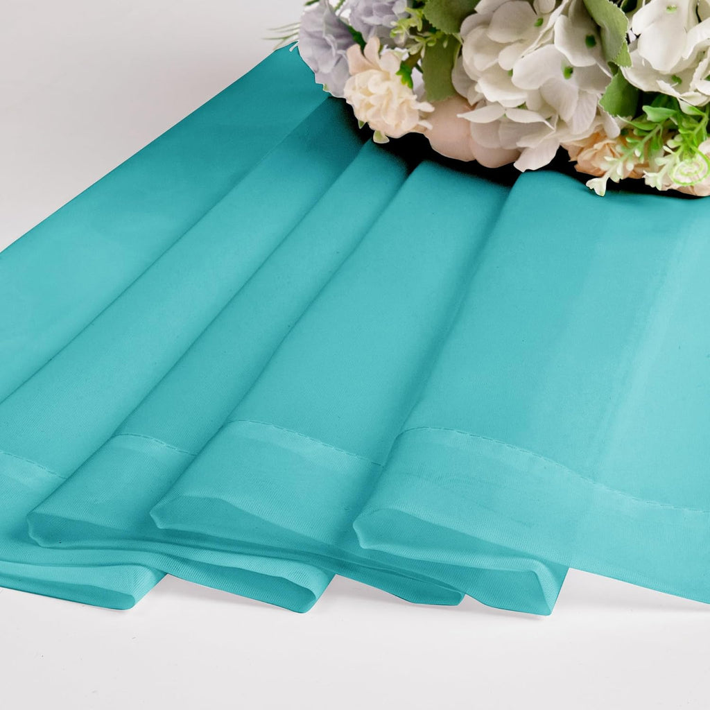 Chyhomenyc Turquoise Sheer Curtains 30 inch Length 2 Panels, Light Filtering Voile Rod Pocket Short Window Curtians for Bathroom Living Room Farmhouse Small Windows, 42Wx30L inches