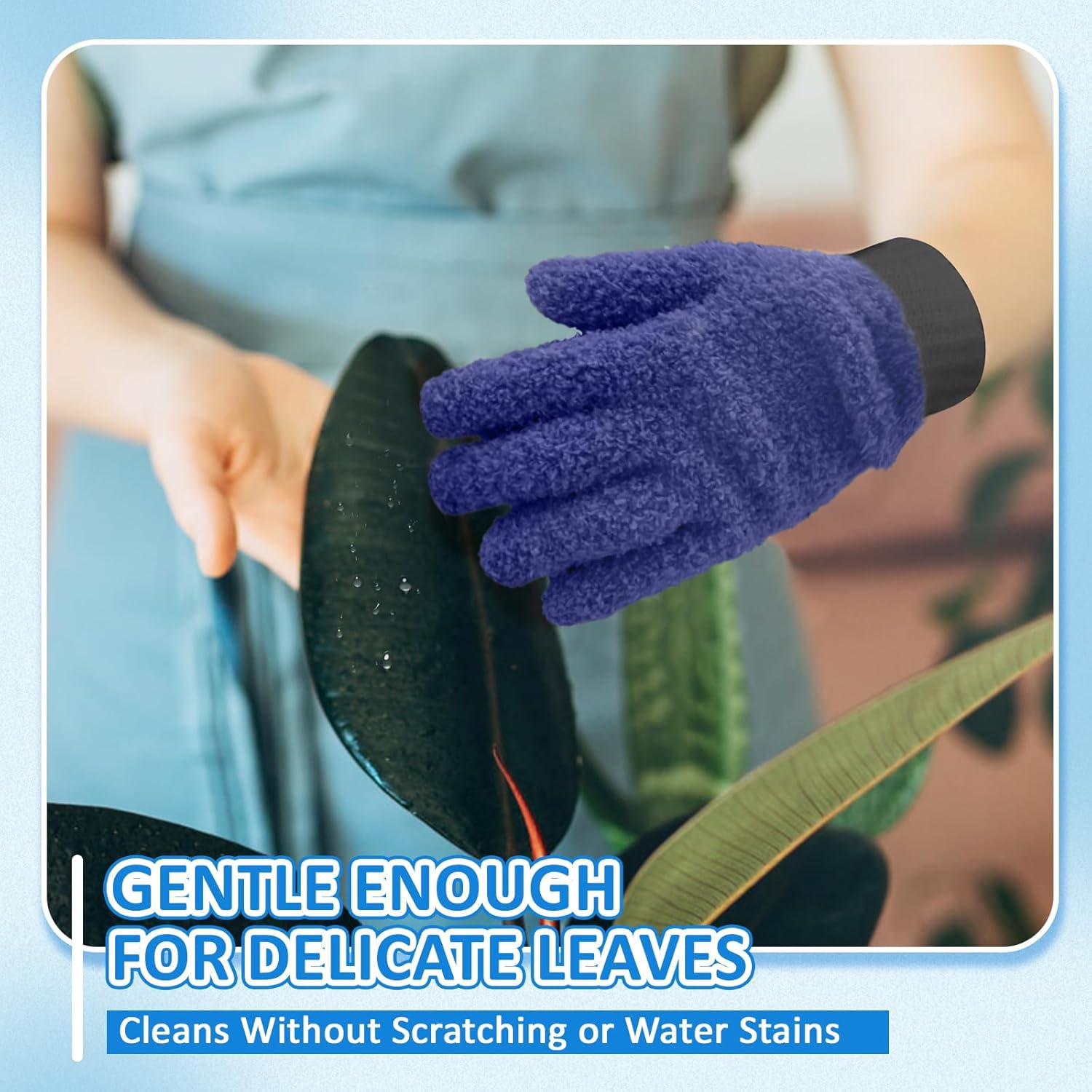 MIG4U 2 Pairs Microfiber Gloves - Dusting Gloves for House Cleaning - Washable Blind Cleaner Duster Tool (Navy,S/M)