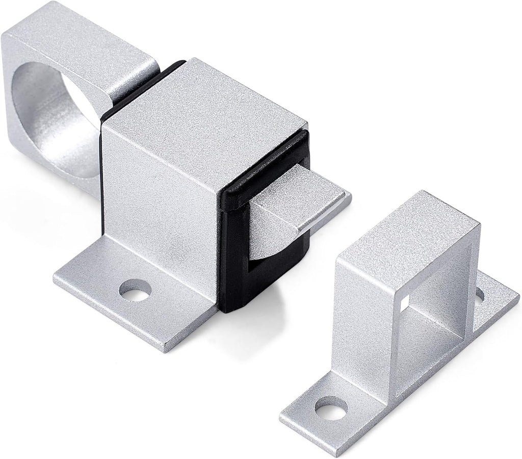 2 Packs Self-Closing Gate Latches, Silver Spring Door Lock, Aluminum Alloy Security Latch for Windows, Cabinets & Gates