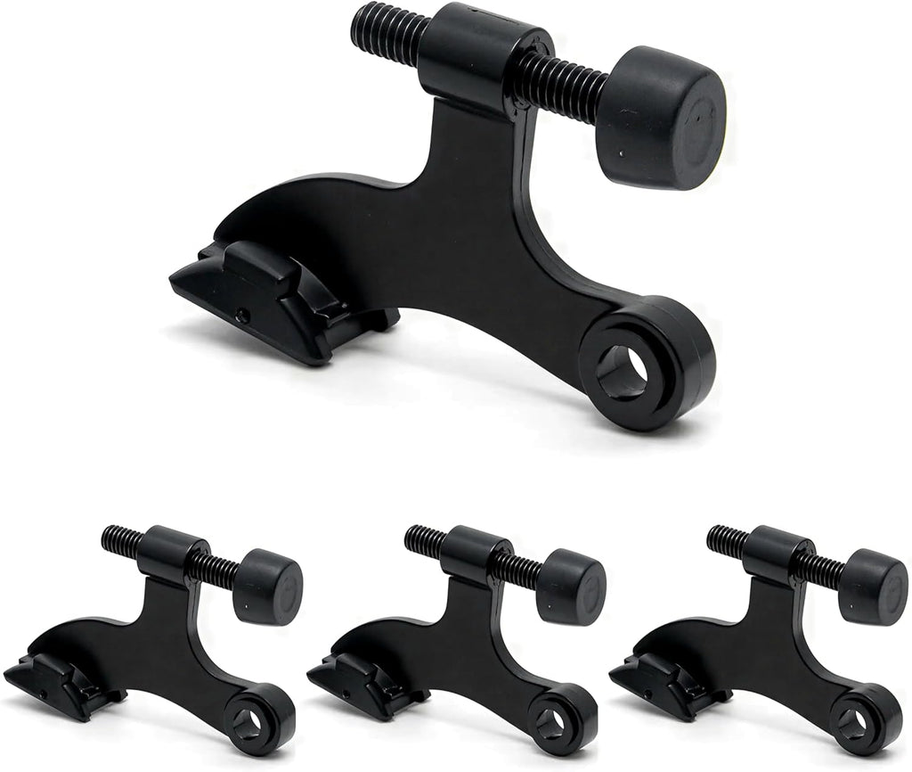 4 Pack Hinge Pin Black Door Stopper, Adjustable Heavy Duty Hinge Pin Door Stop with Black Rubber Bumper Tips