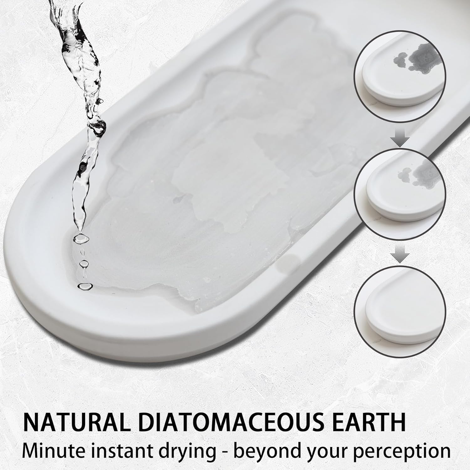 Diatomite Sink Caddy for Kitchen Organizer, Quick Dry Holder for Sponge, Dish, Brush, Bathroom Soap, Toothbrush - Fast Absorbing Stone Tray (Grey, 11" x 5")