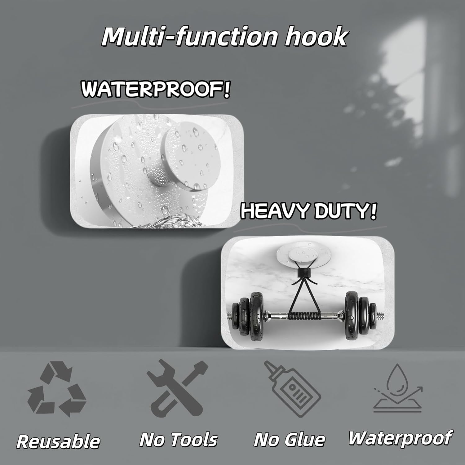 2025 Upgraded Stainless Steel Heavy Duty Suction Cup Hooks For Shower Bathroom Accessories Removable Hook For Glass Window Door Wall Hooks For Hanging Towels Robes Wreaths (Pack Of 2, White)