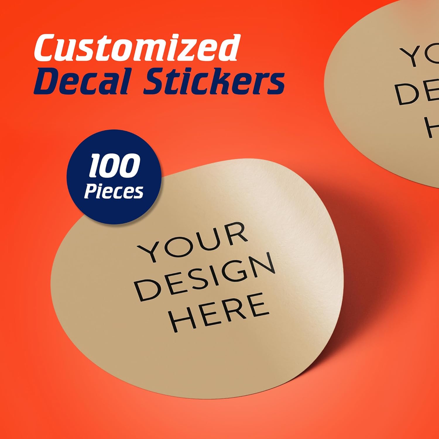 100 Custom Vinyl Stickers - Upload Your own Image, Text, Design, Logo - Personalized Logo Labels for Handmade, Packaging, Bottle, Jars, Candle, Brand Stickers (Brown, 2x2)
