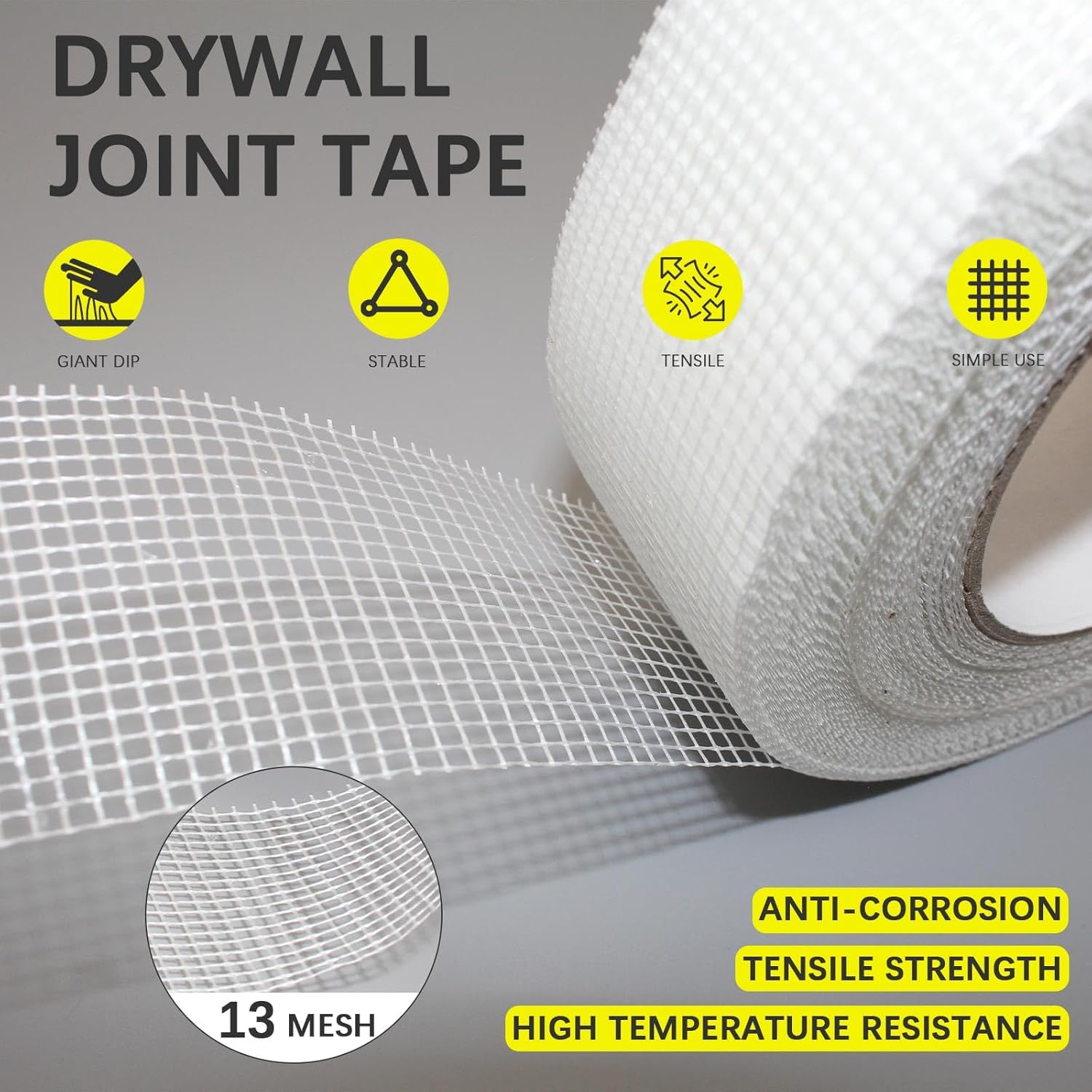 10" 100 Feet Drywall Joint Tape, Self-Adhesive Encrypted Fiberglass Drywall Repair Mesh Tape for Wall Cracks and Seam Patch