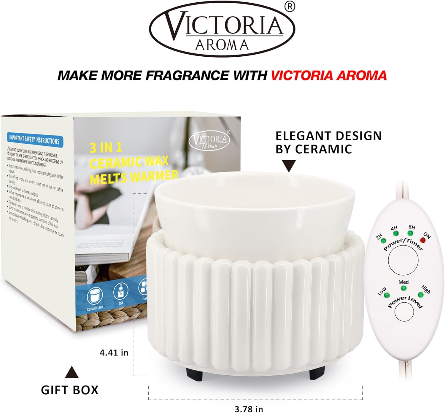 Ceramic Wax Melt Warmer with Timer Candle Warmer for Scented Wax Electric Fragrance Burner for Home, Office, Bedroom - Gift & Décor