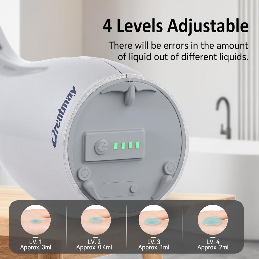 Adjustable Automatic Soap Dispenser Touchless, 4 Adjustable Levels Touchless Sensor Liquid Soap Pump，300ml Rechargeable Magnetic Charging Hand Soap Dispenser for Kitchen，Bathroom
