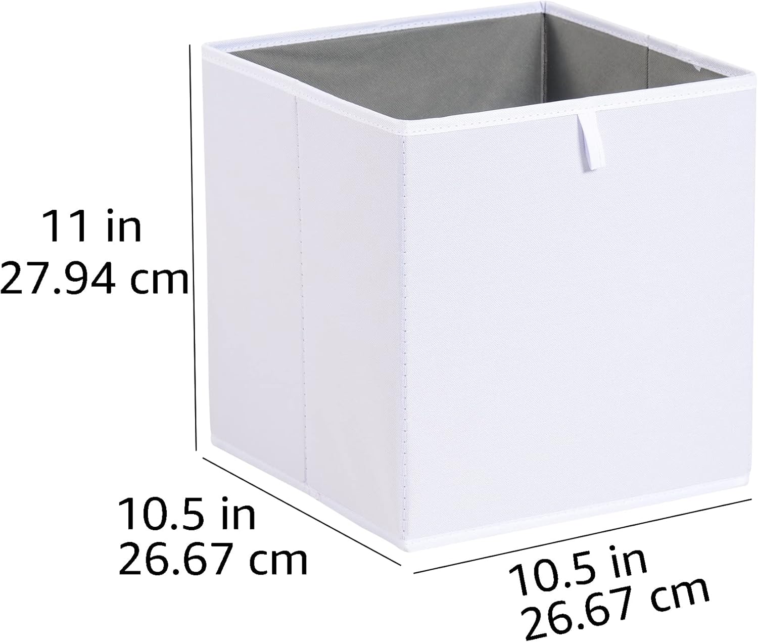 Amazon Basics Cube Organizer Bins, Collapsible Storage Baskets for Shelves, White, Pack of 6, 10.5x10.5x11"