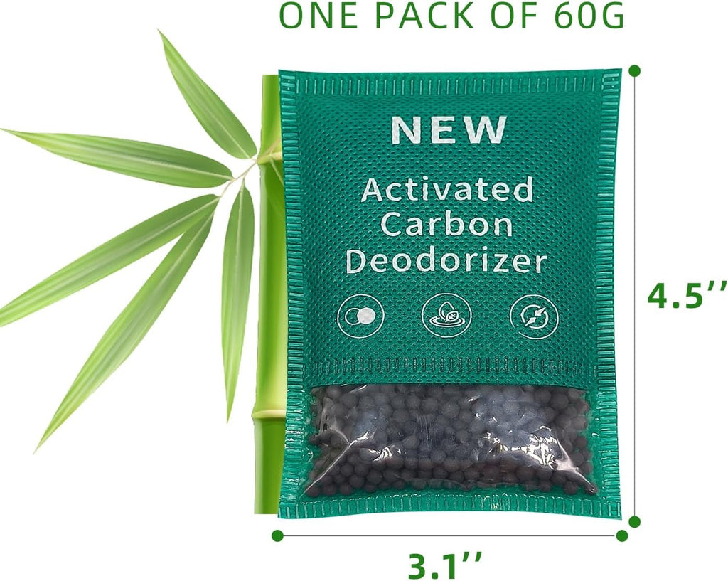 6 Pack New Type Activated Charcoal Odor Absorber,Refrigerator Deodorizer,Trash Can Deodorizer,Odor Eliminator for Home,Pet,Car,60g/Pack