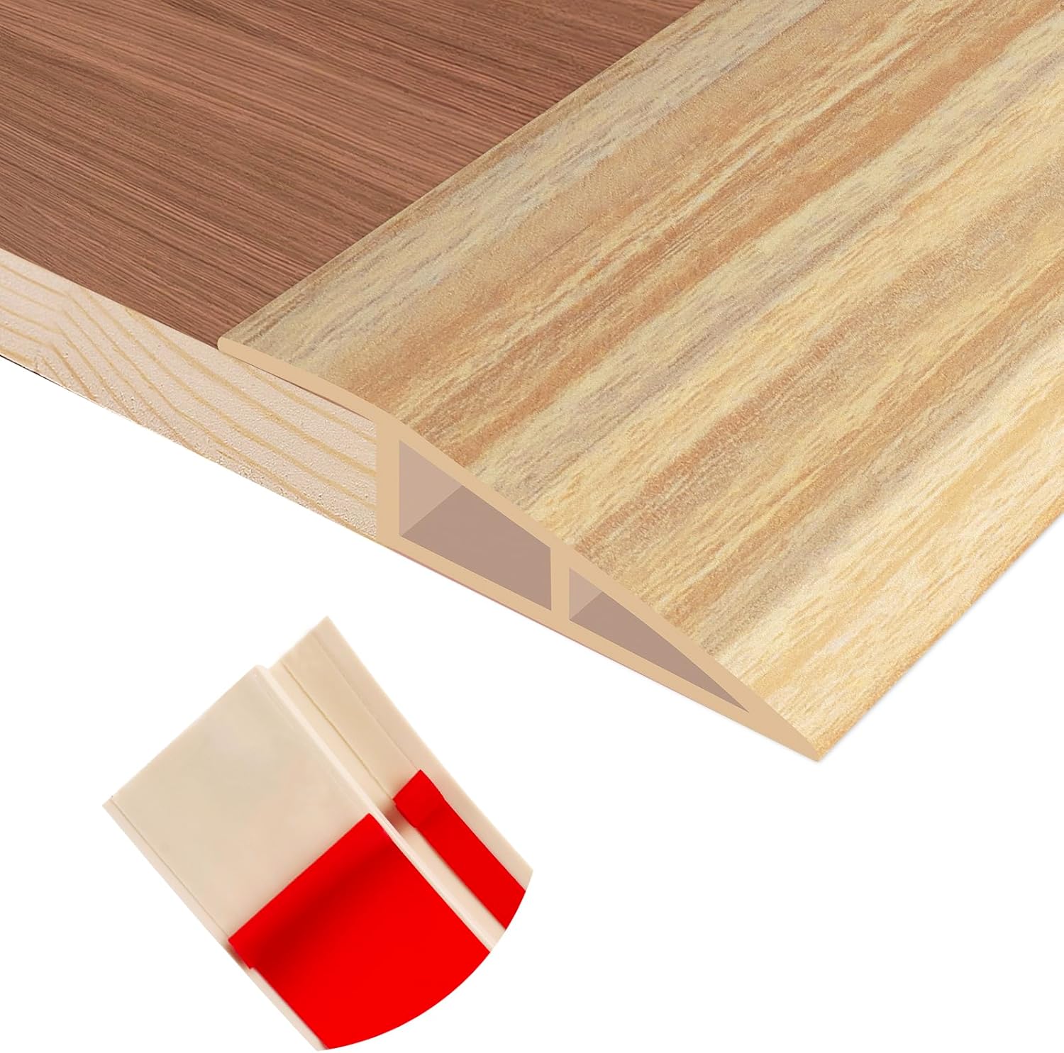 Floor Transition Strip Self Adhesive Vinyl Door Threshold for Doorways Carpet Edging Trim Overlap Edge Reducer for Laminate Floor, Carpet, Tile (Light Yellow Wood Grain, 2/5" to 3/5", 10Ft)