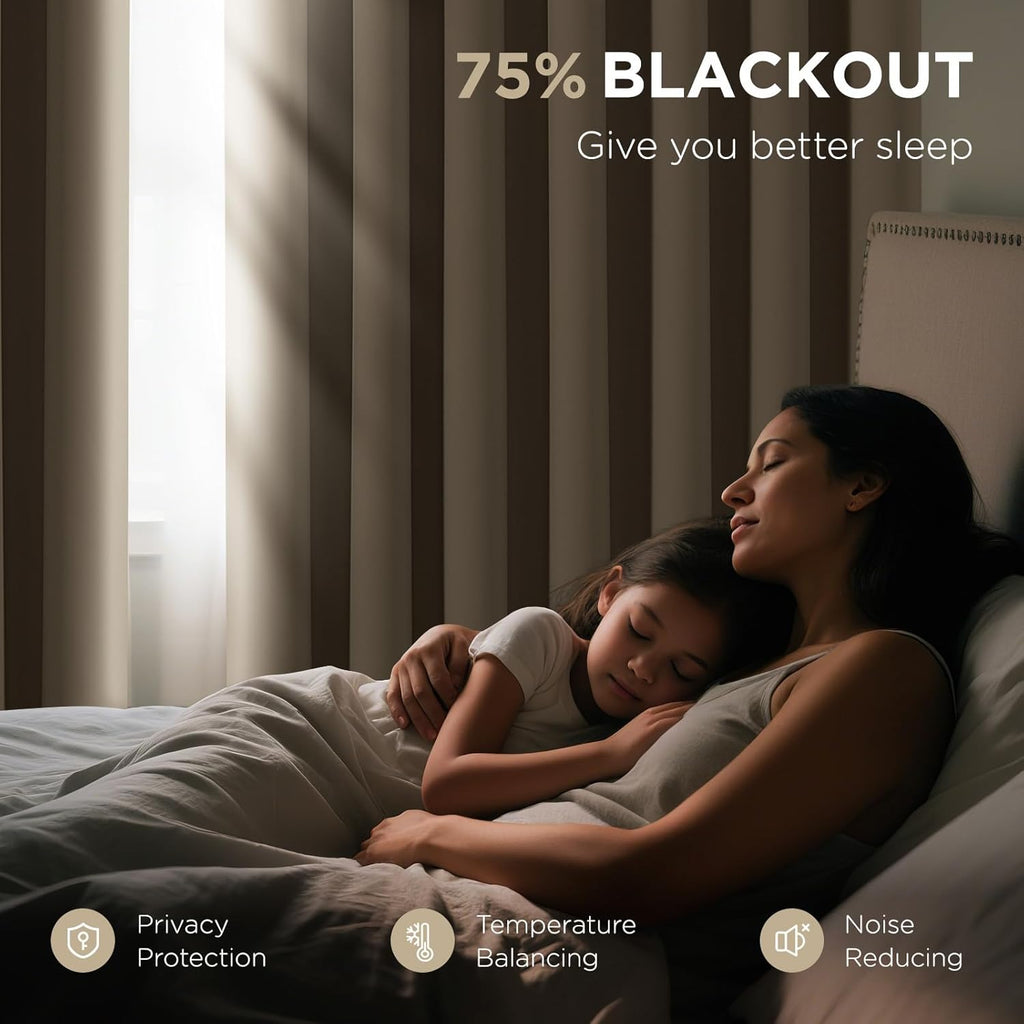 Joydeco Blackout Patio Sliding Door Curtains 108 Inches Long, Grommet Privacy Room Divider Curtains, Extra Wide Thermal Blackout Drapes for Bedroom Living Room (Light Beige, 100Wx108L, 1 Panel)