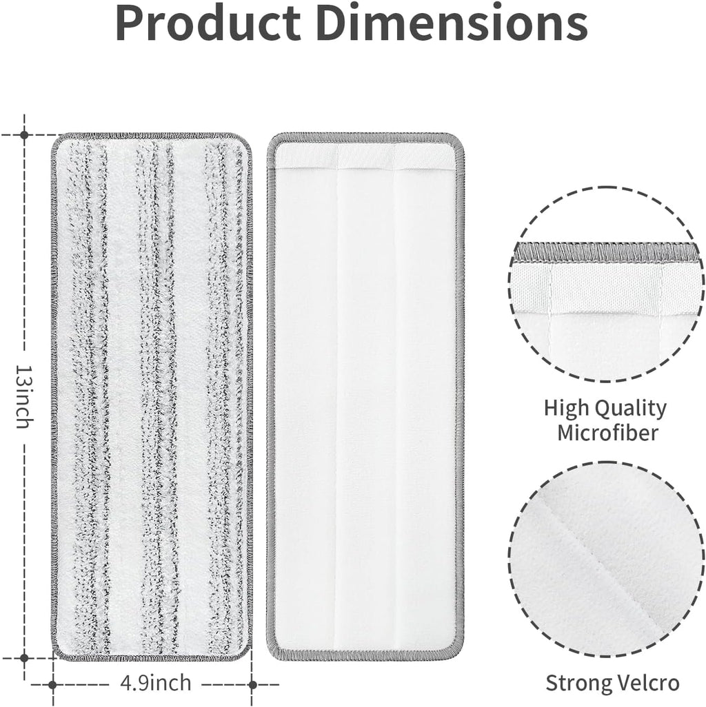 10Pcs Joymoop Mop Replacement Pads, 13 * 4.9'' Universal Mop Pads Mop Head Refills Washable Wet Mop, Compatible with Most 11-13” Size Mops