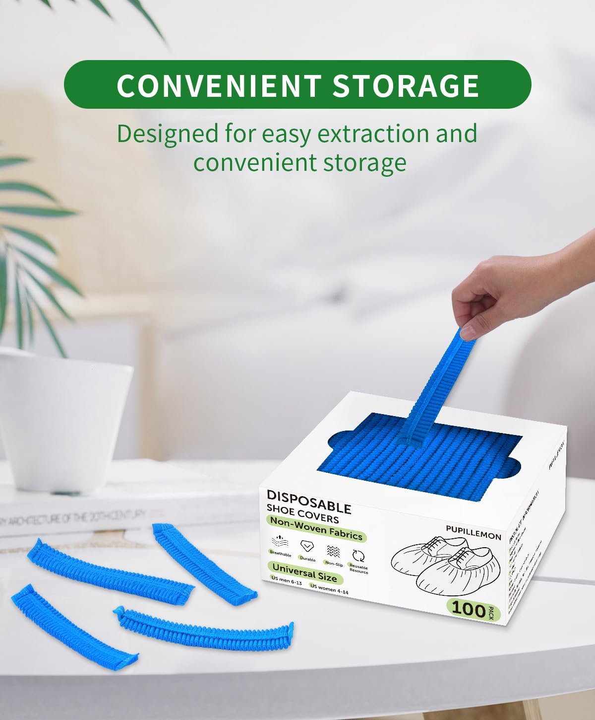 100Pcs(50 Pairs) Non-Woven Shoe Covers Disposable Non Slip for Indoors, Breathable | Durable | Boot Covers, Fits Up to Size 13 US Men (Blue)