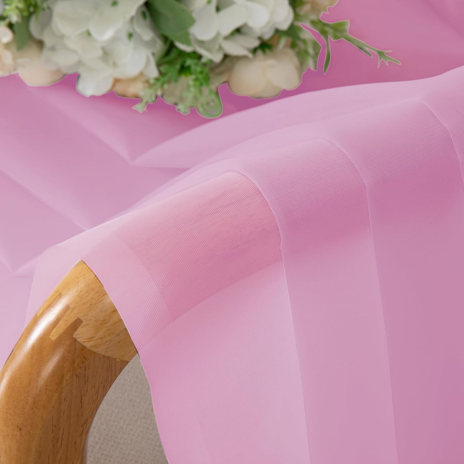 Chyhomenyc Light Pink Sheer Curtains 63 Inch Length 2 Panels, Light Filtering Airy Rod Pocket Window Curtain Treatment Drapes for Bedroom, Each 42Wx63L Inches