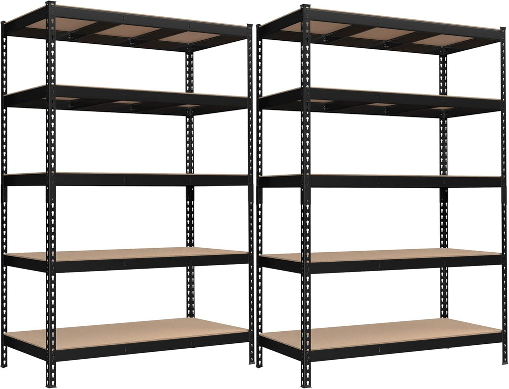 SONGMICS 5-Tier Storage Shelves, Load 2310 lb, Set of 2 Garage Storage, Boltless Assembly, Adjustable Shelving Unit, 23.6 x 47.2 x 70.9 Inches, for Study Shed Basement, Black UGLR600B02