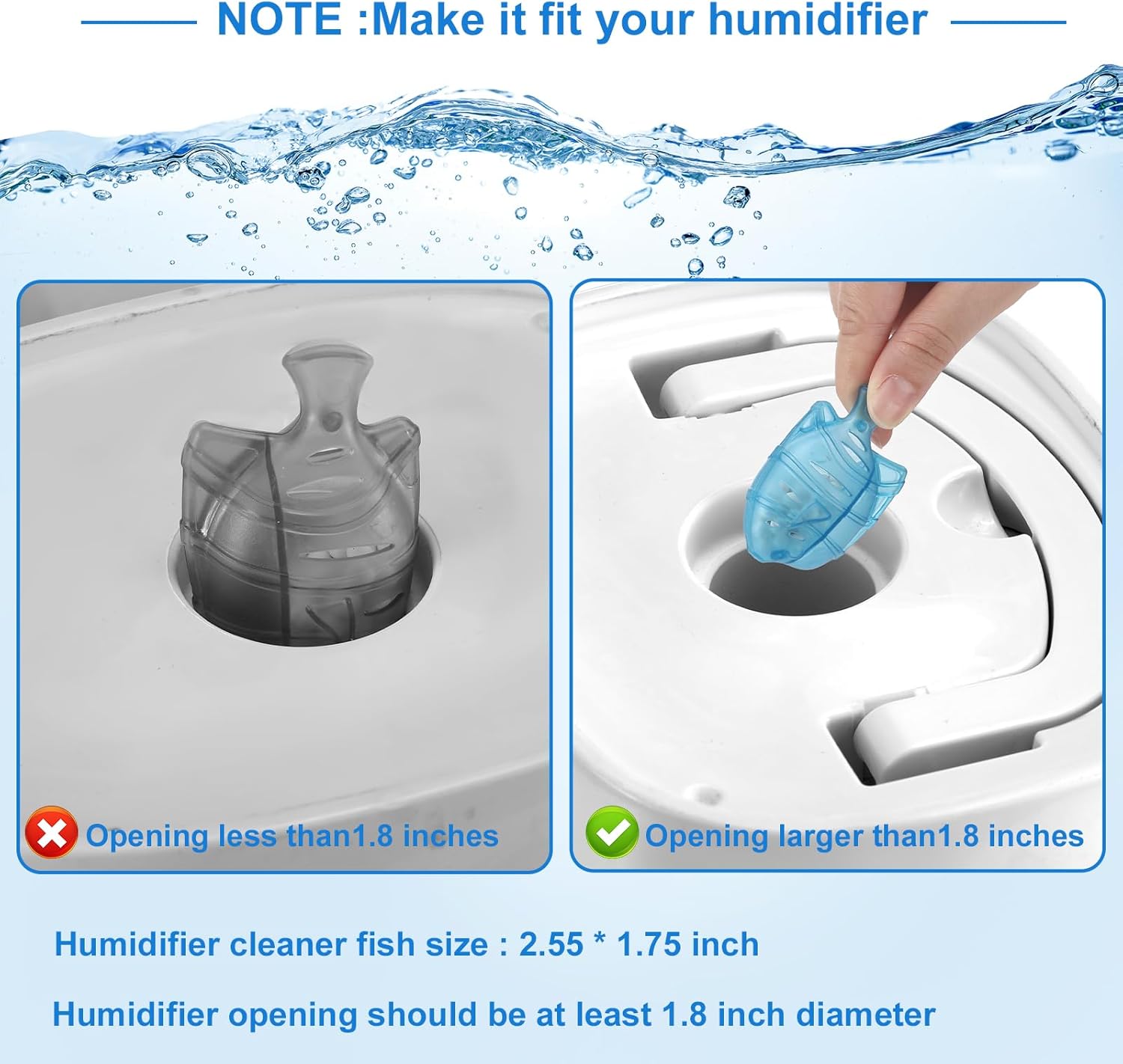 10PC Humidifier Cleaner Fish Universal Humidifier Tank Cleaner Works in All humidifiers and Fish Tanks Purifies Water, Prevent Hard Water Build-Up,Demineralization Cleaner(Blue)