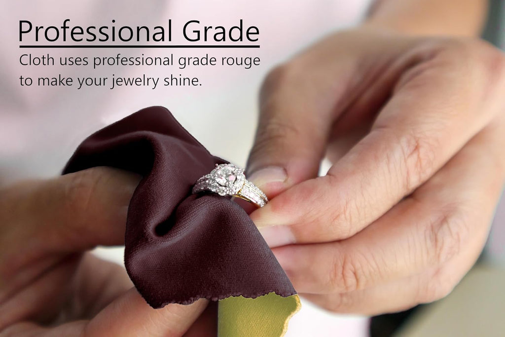 Cadie Silver Polishing Rouge Cloth - 100% Treated Cotton Polishing Cleaning Cloth For Gold Jewelries Platinum and Silverware - Reusable Rouge Cloths Restore Shines | 10 x 12 Inches - 3 Pack