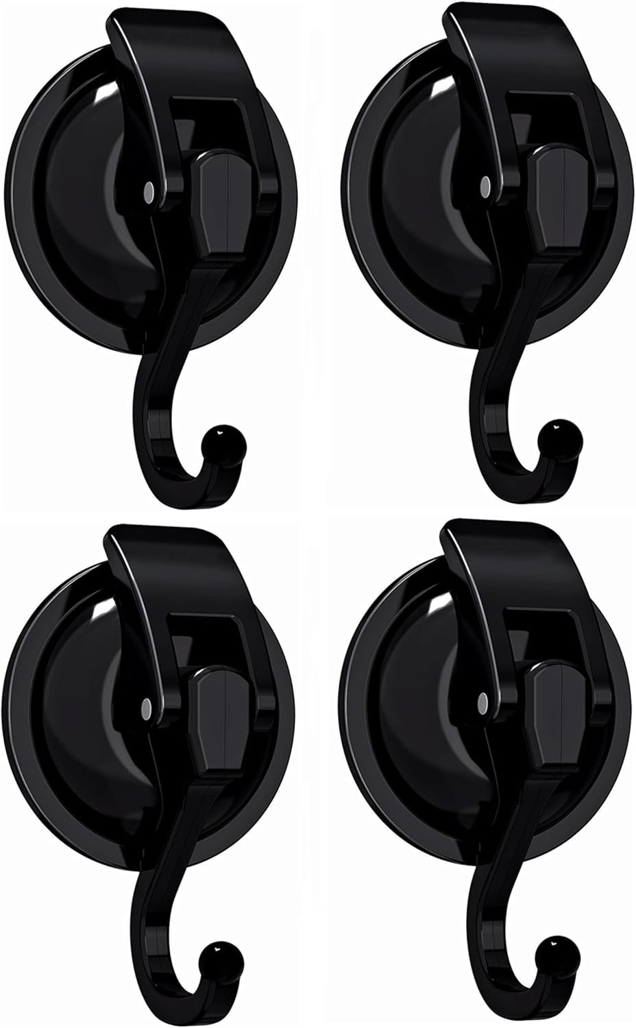 Wreath Cup Hook, Easy to Install and Remove, No Hole Punched,Black- Plated Plished Super Suction Hanger for Kitchen，Bathroom and Restroom,4Pack
