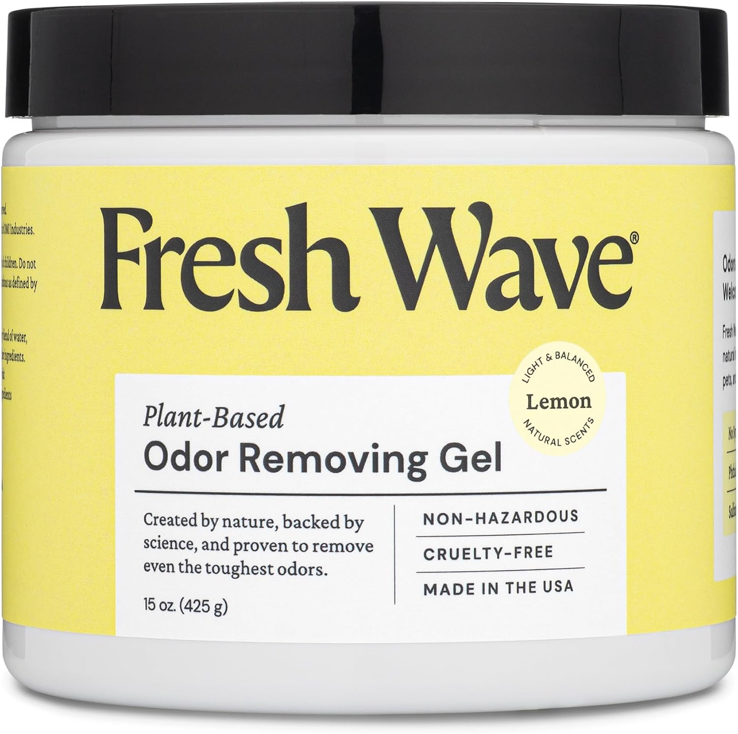Fresh Wave Lemon Odor Removing Gel, 15 oz. | Odor Absorbers for Home | Safer Odor Relief | Natural Plant-Based Odor Eliminator | Every 15 oz. lasts 30-60 Days | For Cooking, Trash & Pets