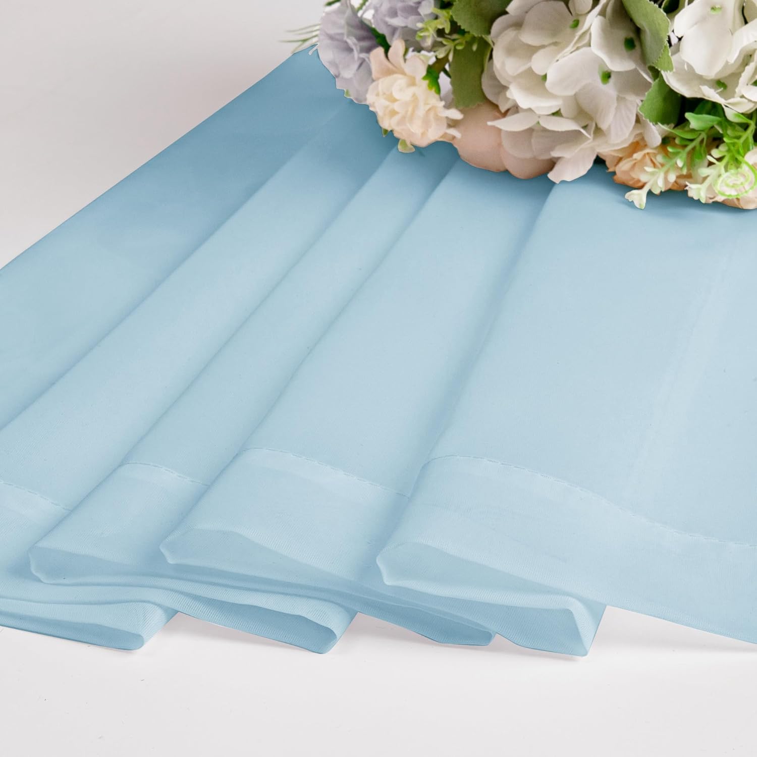 Chyhomenyc Light Blue Sheer Curtains 63 Inch Length 2 Panels, Light Filtering Airy Rod Pocket Window Curtain Treatment Drapes for Bedroom Living, Each 42Wx63L Inches