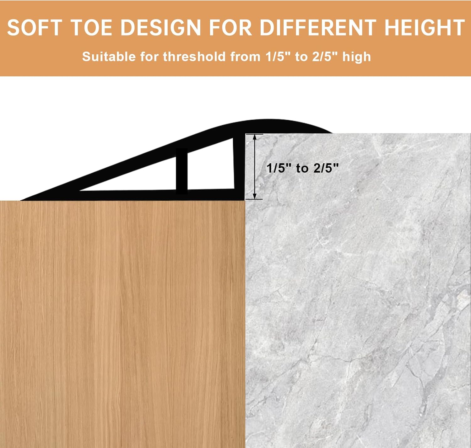 Vinyl Door Threshold Flooring Transition Strip Self Adhesive Carpet Edging Strip for Laminate Doorway Edge Threshold from 1/5" to 2/5" (Light Brown Wood Grain, 10 Ft)