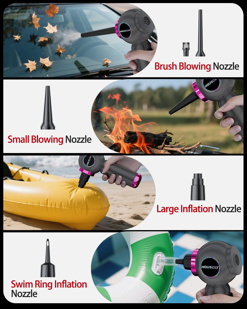 Handheld Car Vacuum Portable Cordless 25000Pa High Power Small Mini Hand Vacuum Cleaner Rechargeable 4-in-1 Compressed Air Duster Blower Pump Wireless Handheld Vac for Car Office Desktop Home Cleaning