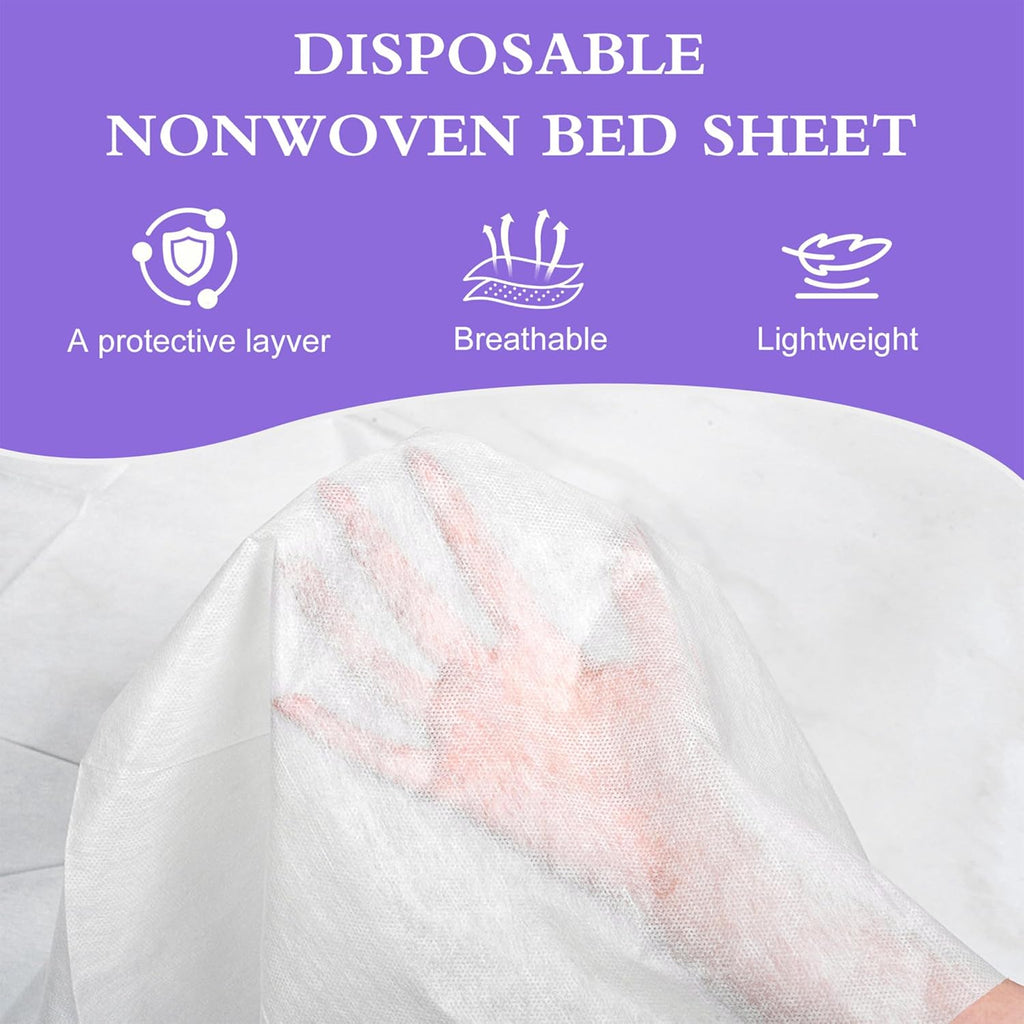 100 Pack Disposable Bed Sheets – 31.5 x 71 in Waterproof Non-woven Sheets for Massage, Spa, Tattoo & Salon Tables(White)