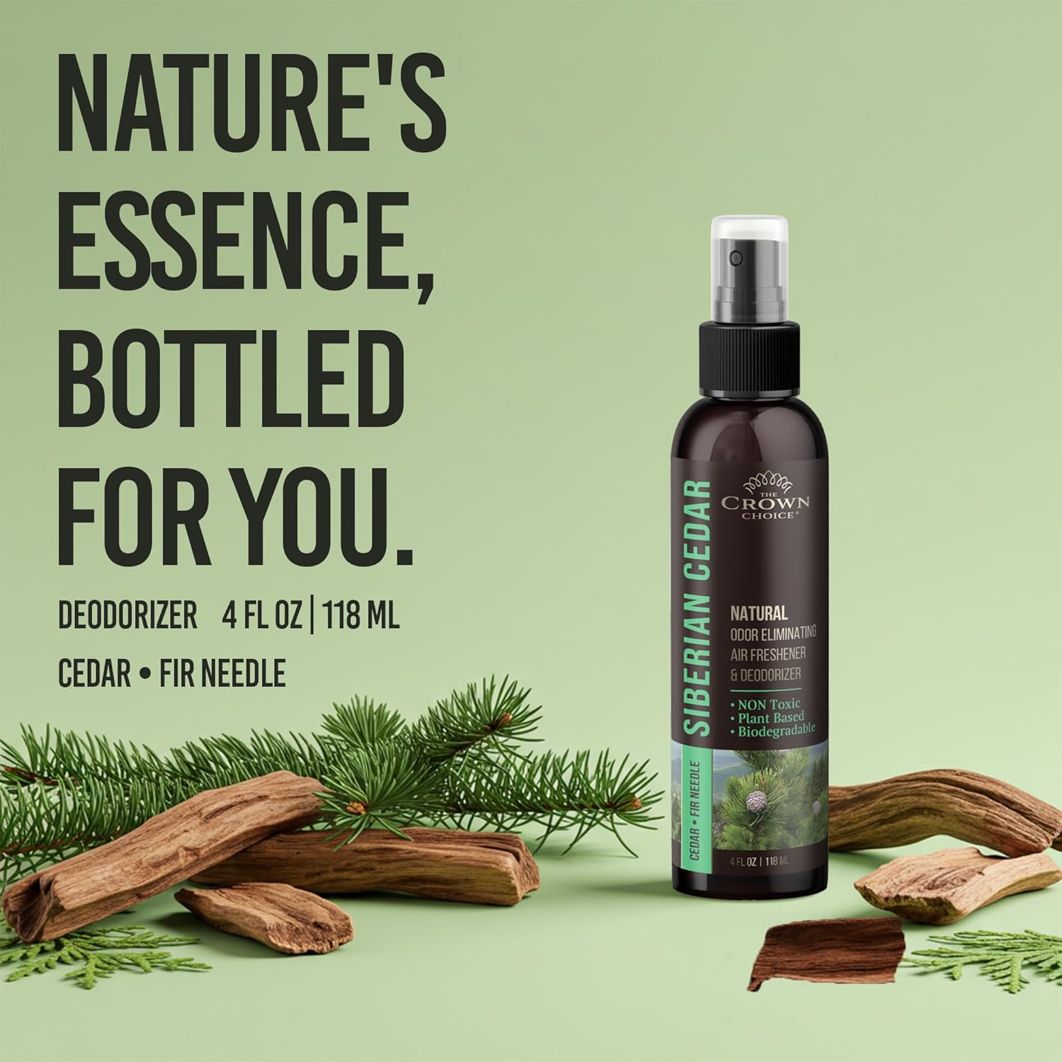 Non-Toxic Odor Eliminator,Natural Cedar Air Freshener Spray for Clothes Storage & Moth Repellent, Closet & Couch Deodorizer,Long Lasting Bathroom & Toilet Freshener,Safe for Kids & Pets,2PK, 4 Oz each