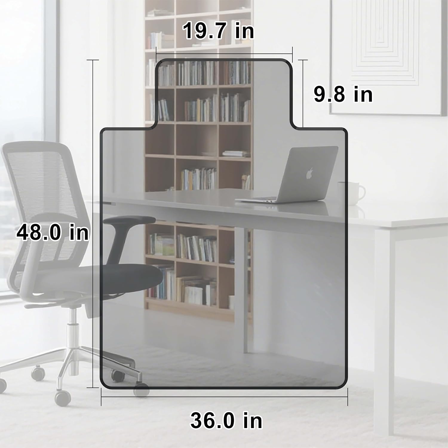 Beveled Edge Irregular Office Chair Mat with Lip for Carpet or Hardwood Floor Crystal Gray 36" x 48" Smooth Glide and Easy Roll On/Off, Heavy Duty and Non-Slip Floor Chair Mat with Lip