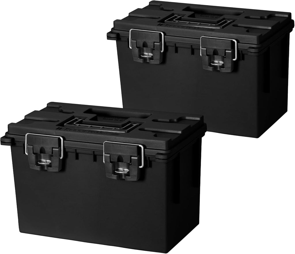 Sheffield 12773 XL Storage Bins With Lids, 2-Pack Stackable Storage Bins, Made in USA, Lockable and Water-Resistant Containers with Lids, Plastic Containers for Home, Classroom, and Dorm
