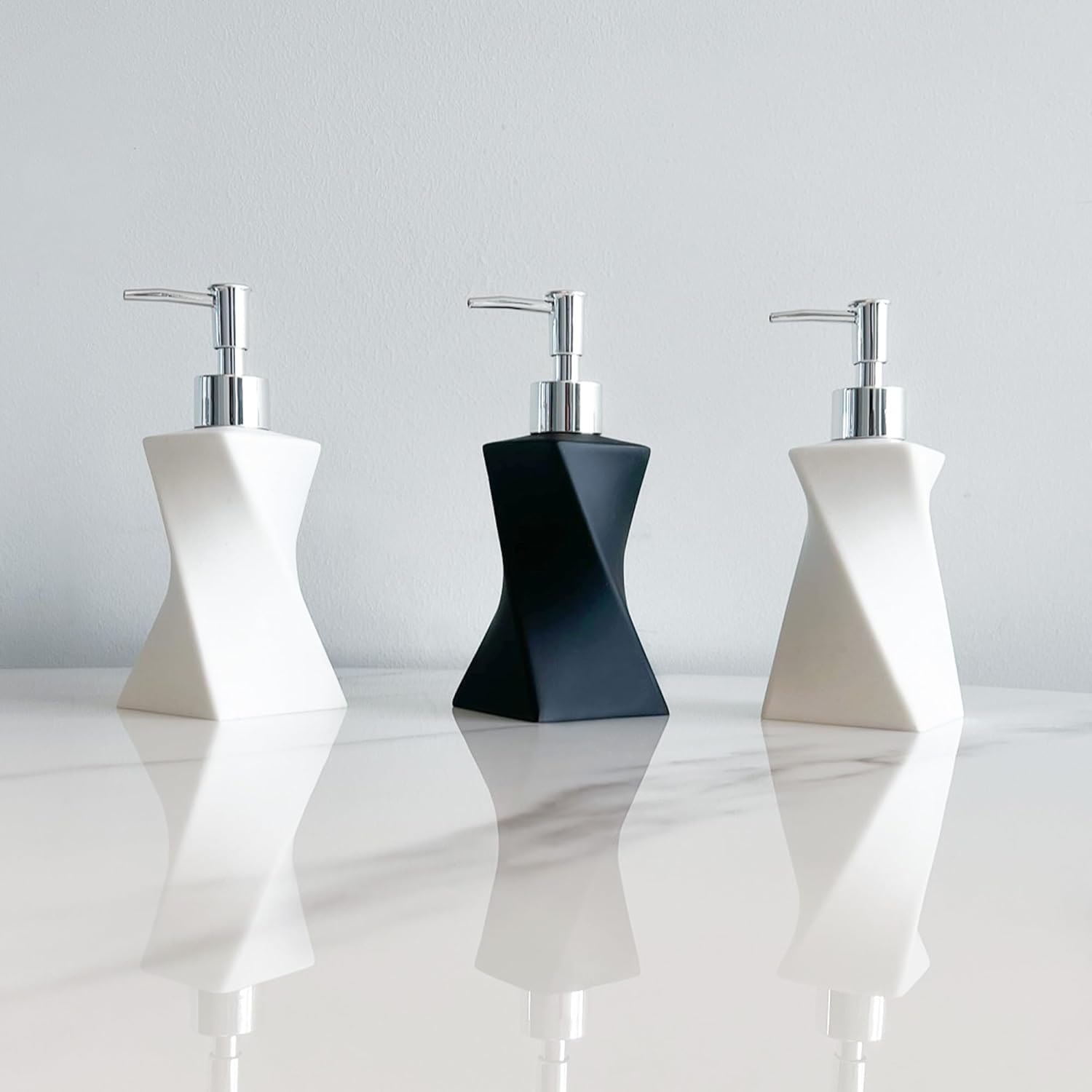 Soap Dispenser Pump Head Replacement 3 Pack, 28/400 Threads Standard Size, for Bathroom and Kitchen (Clear Silver)