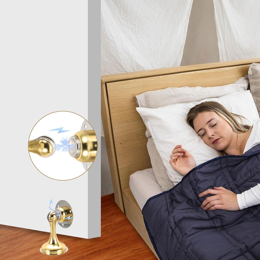 MECCANIXITY Magnetic Door Stoppers Stainless Steel Door Stops, Wall Floor Mounted Doors Holder Keep Doors Open for Home Office Closet (Golden Bronze)