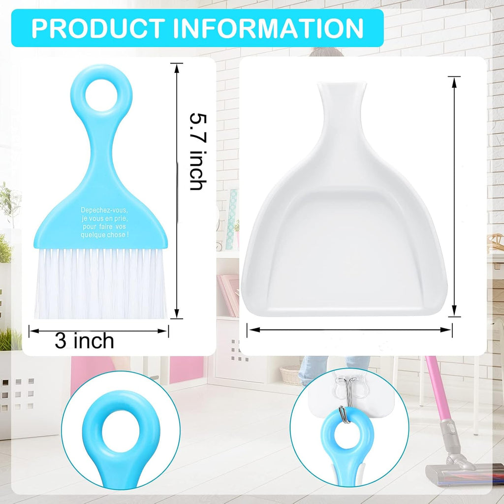 CHENGU 3 Pcs Mini Dustpan Set Brush for Table Whisk Brooms Small Dustpan Broom Set Mini Dust Pans with Brush Tiny Cleaning Table Sweep for Car Desk Keyboard Countertop Nest