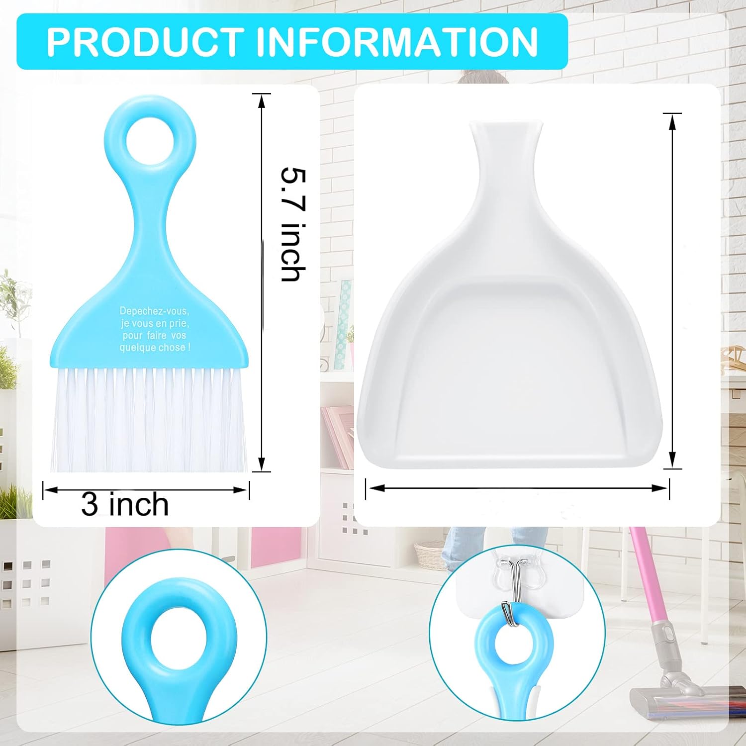 CHENGU 3 Pcs Mini Dustpan Set Brush for Table Whisk Brooms Small Dustpan Broom Set Mini Dust Pans with Brush Tiny Cleaning Table Sweep for Car Desk Keyboard Countertop Nest