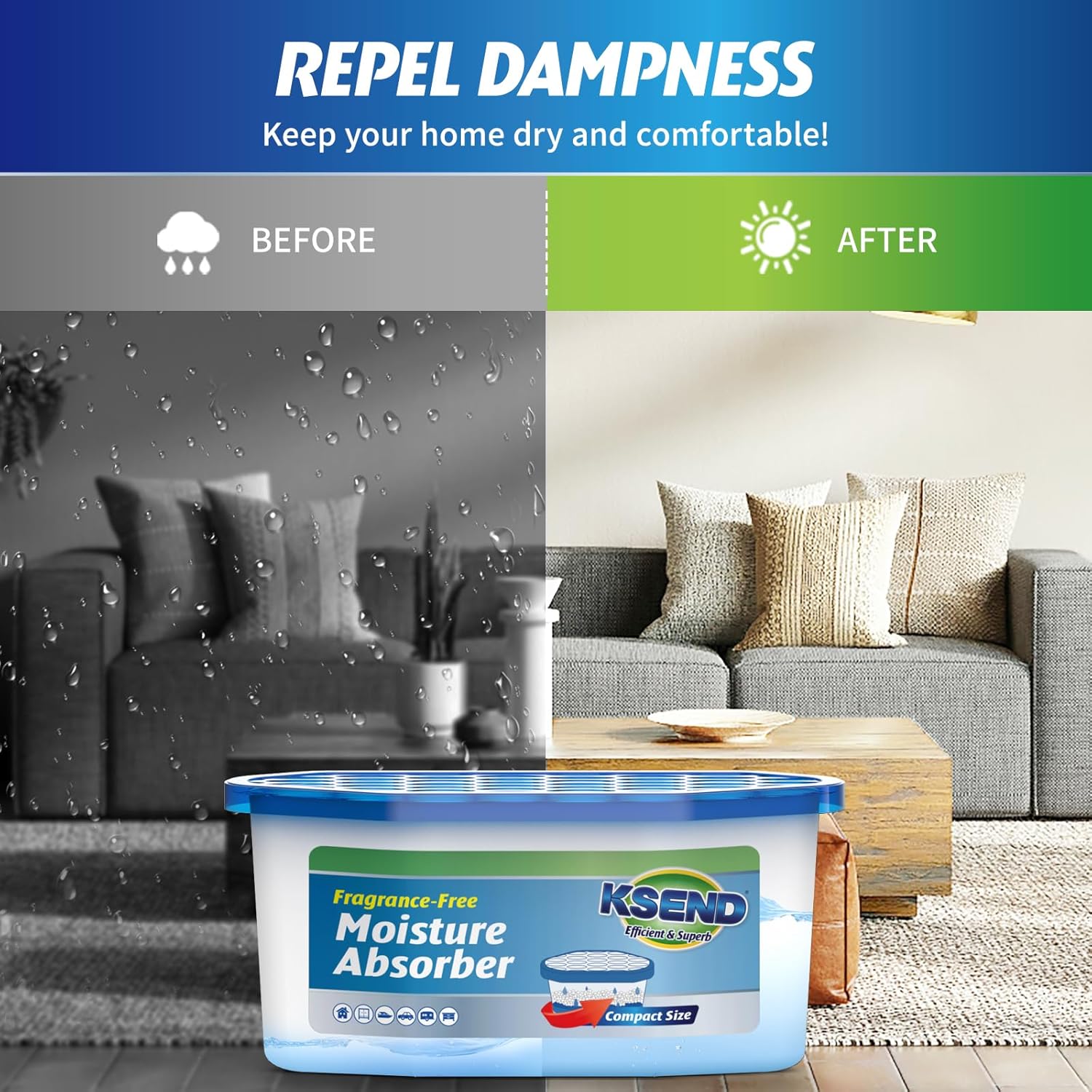 Moisture Absorbers, 18 Pack, Compact Dehumidifier for Closet, Efficient Humidity Absorber Boxes, Moisture Absorber for Closet, Odor Eliminator with Fragrance Free, Blue, 6.4oz, 300ml