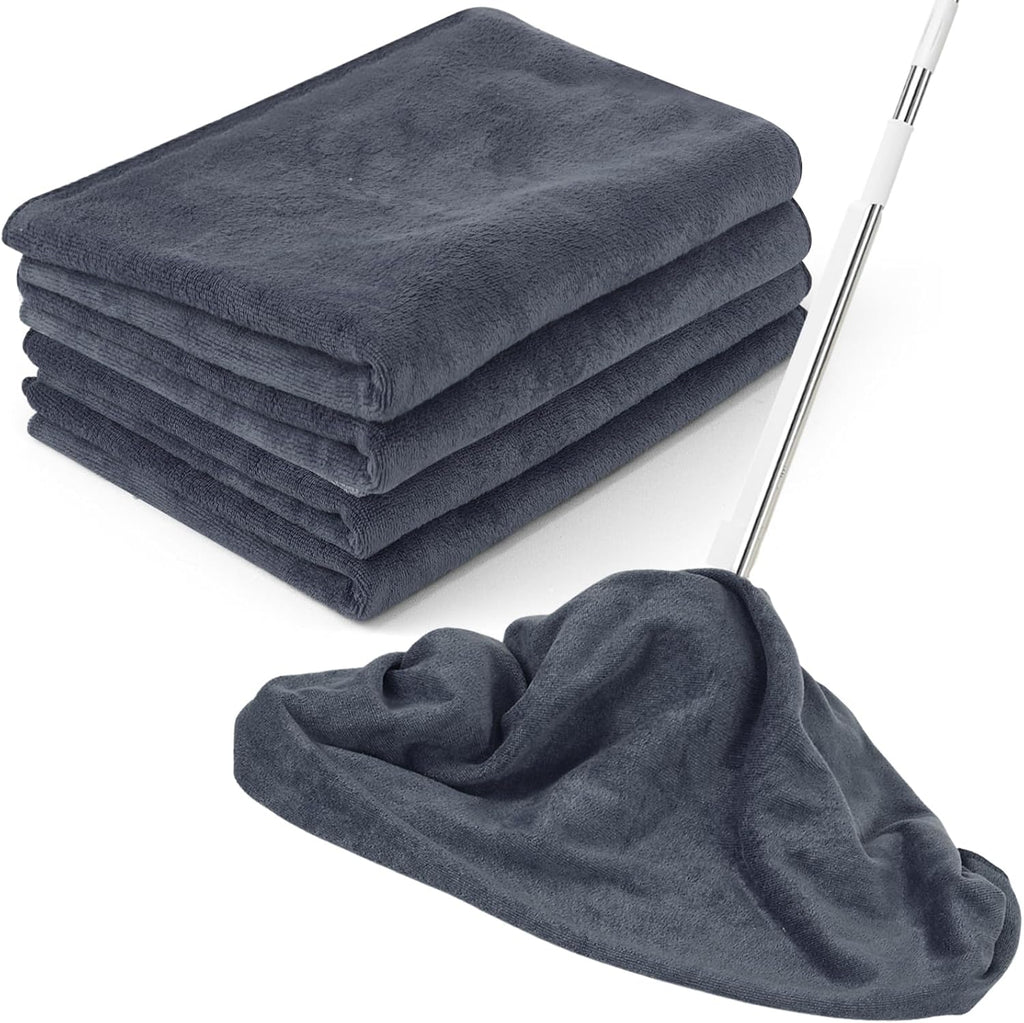 4 Pack Extra Large Microfiber Cleaning Cloths 20"x30", Lint-Free Reusable Towels for Home, Glass, Windows, Office, Kitchen, Bathroom – Gray