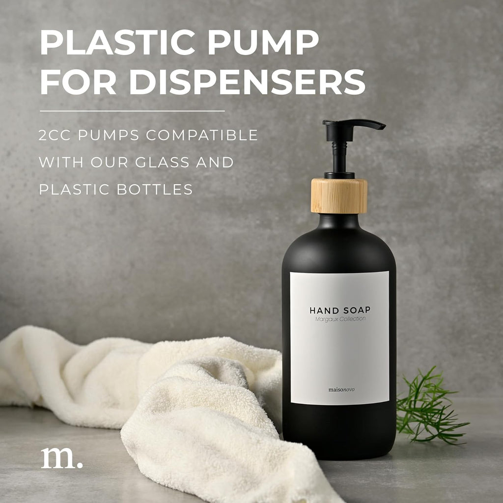 MaisoNovo Soap Pump Replacement - 2X Black Bamboo Pumps - Pump Dispenser - Soap Dispenser Pump Replacement - Stainless Steel Soap Pump - Pump for Soap Dispenser