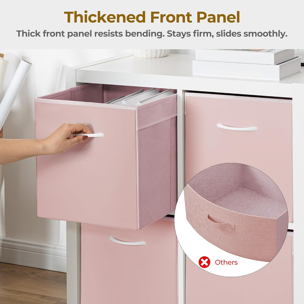 StorageWorks Pink Storage Cubes, 13x13 Storage Cube Bins with Handle, Cube Storage Organizer Bins for Shelves and Closet, Collapsible Storage Bins, 4-Pack