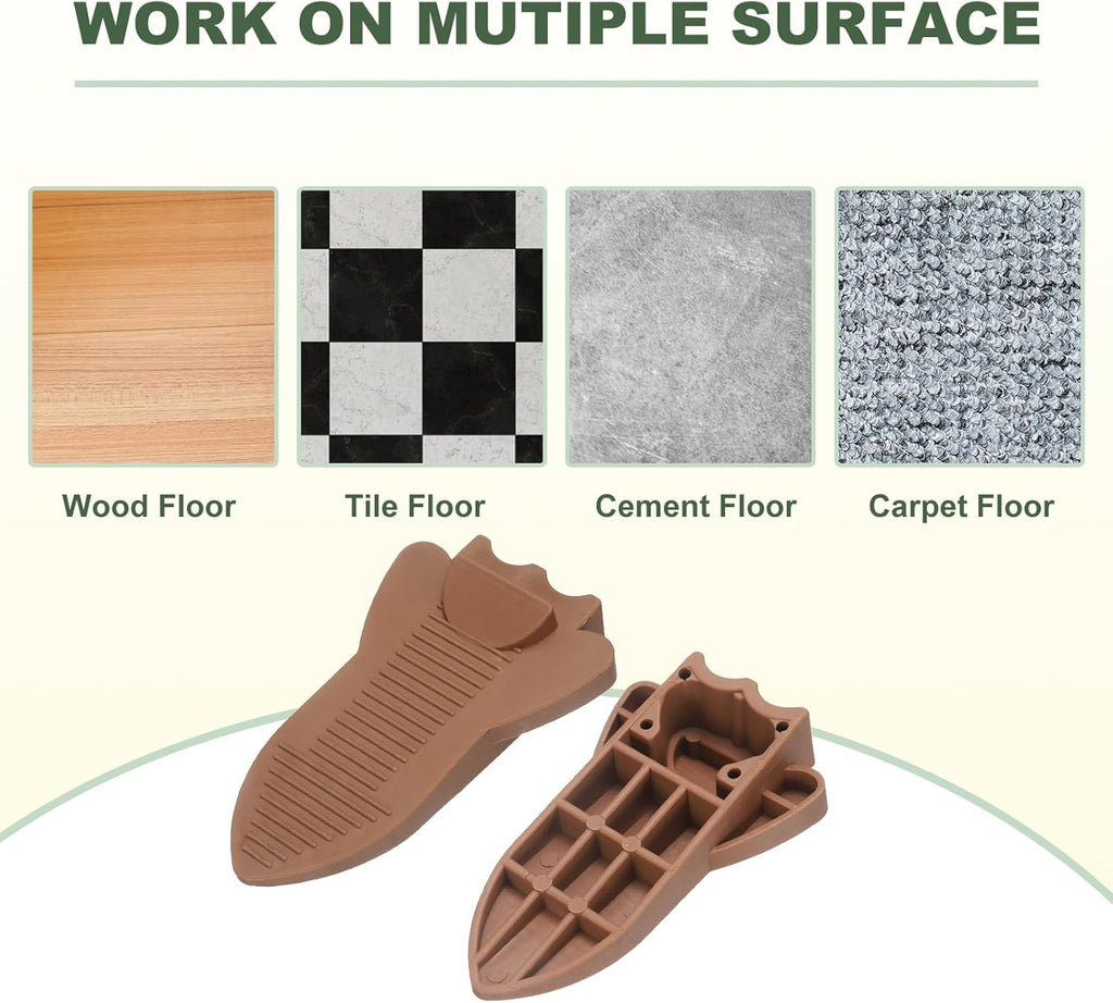 uxcell 4 Pcs Door Stoppers for Bottom of Door, Rubber Stackable Door Stopper Wedge Anti-Slip, 2.13 Inch, Coffee