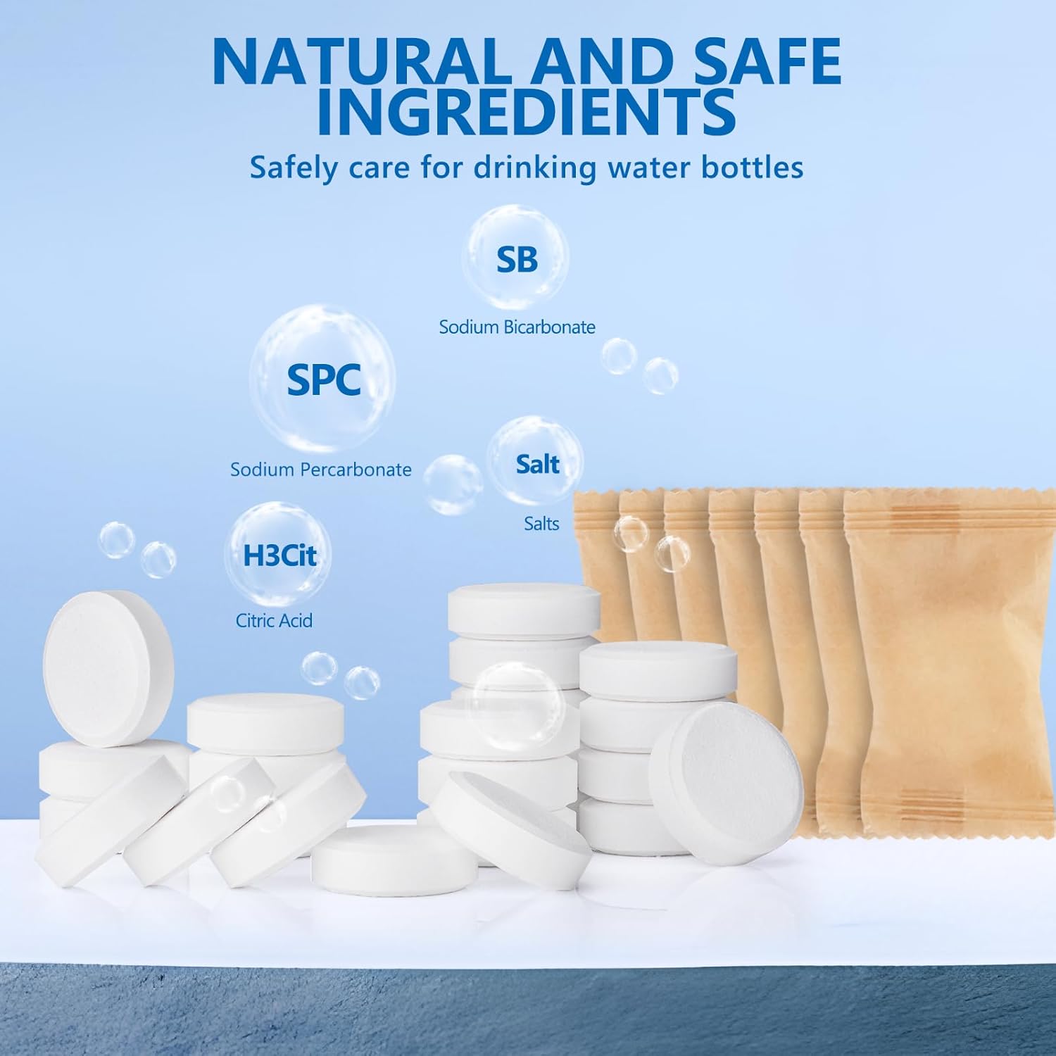 96Pack Water Bottle Cleaning Tablets, Bottle Bright Clean Stainless Steel, Thermos, Tumbler, Insulated and Reusable Water Bottles,Removes Stubborn Stains and Odors