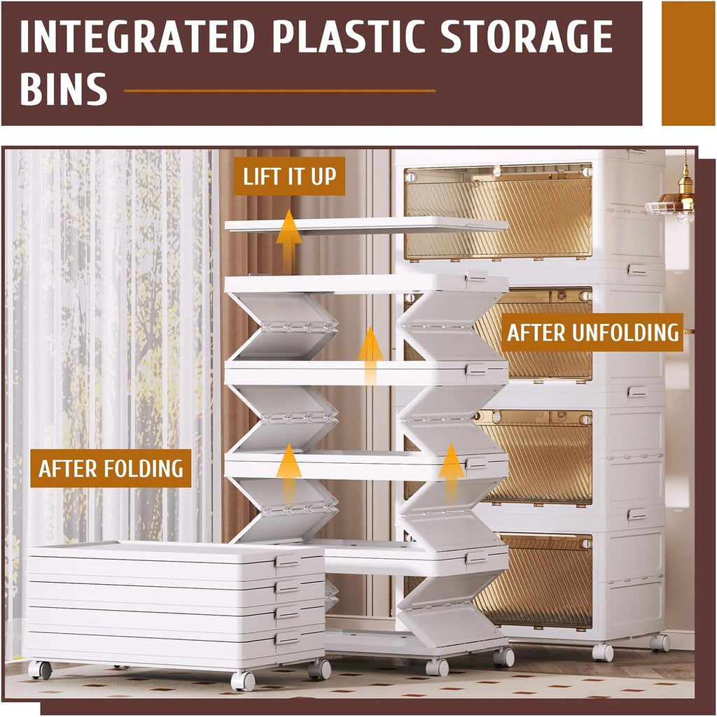 QudraKast 3-Tier Stackable Plastic Storage Bins - 67QT Stackable Storage Bins - Closet Organization Suitable for Bedroom, Organization and Boxes for Study, Toy Room, Office