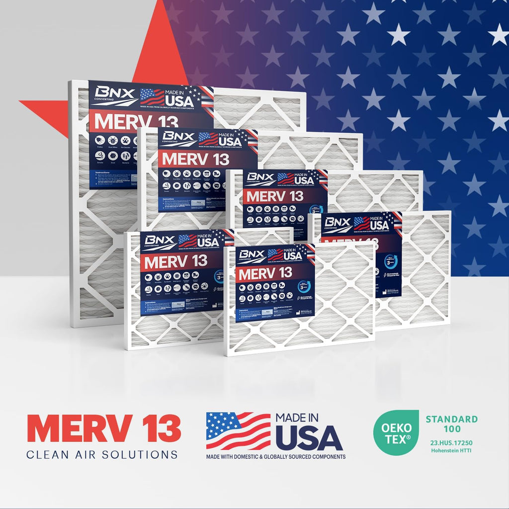 BNX TruFilter 10x30x1 Air Filter MERV 13 (4-Pack) - MADE IN USA - Electrostatic Pleated Air Conditioner HVAC AC Furnace Filters for Allergies, Pollen, Mold, Bacteria, Smoke, Allergen, MPR 1900 FPR 10