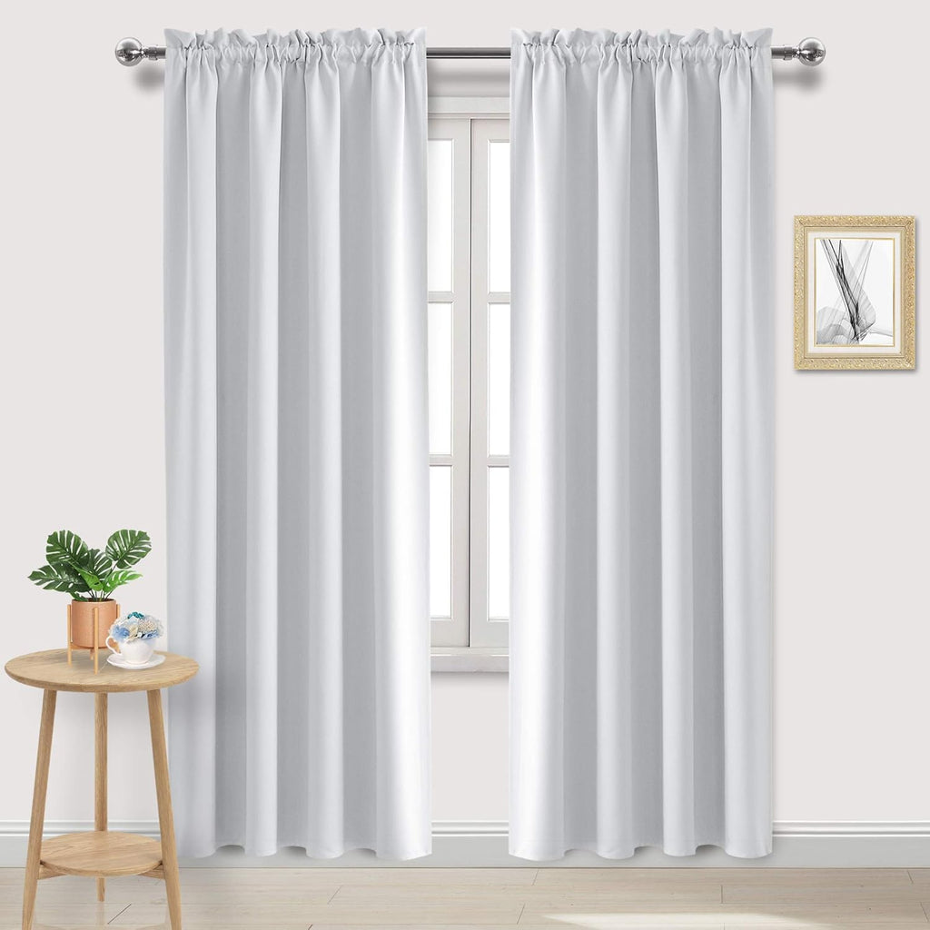 DWCN Blackout Curtains Room Darkening Thermal Insulated Bedroom Curtains Window Curtain Panels, 52 x 84 inches Long, Set of 2 White Rod Pocket Drapes