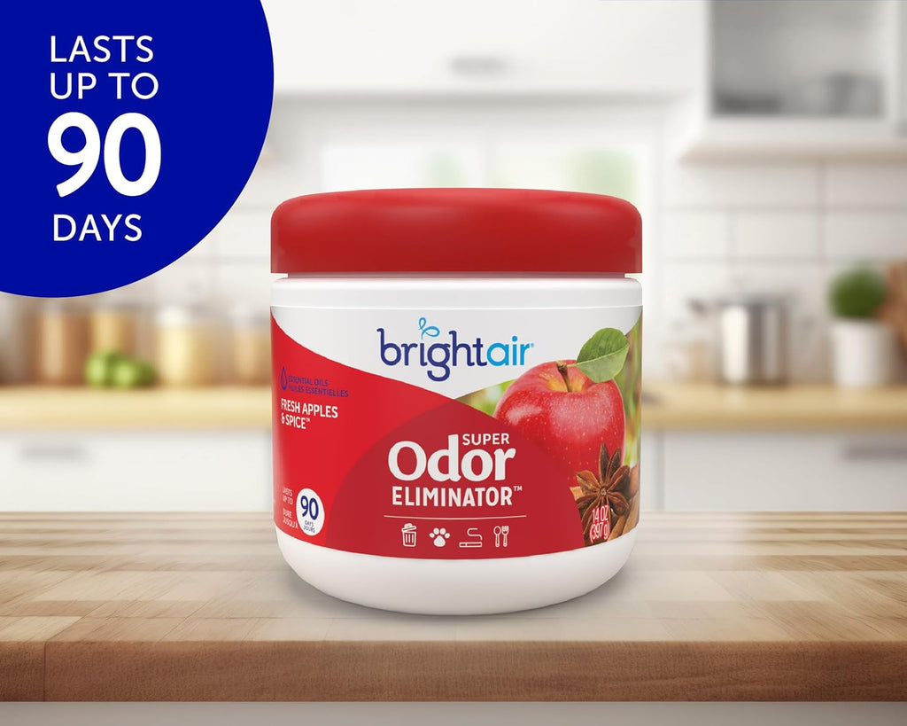 Bright Air 14 oz. Super Odor Eliminator, for Medium-Size Spaces, Fresh Apples & Spice Scent, Case of 6, Lasts Up to 90 Days Each