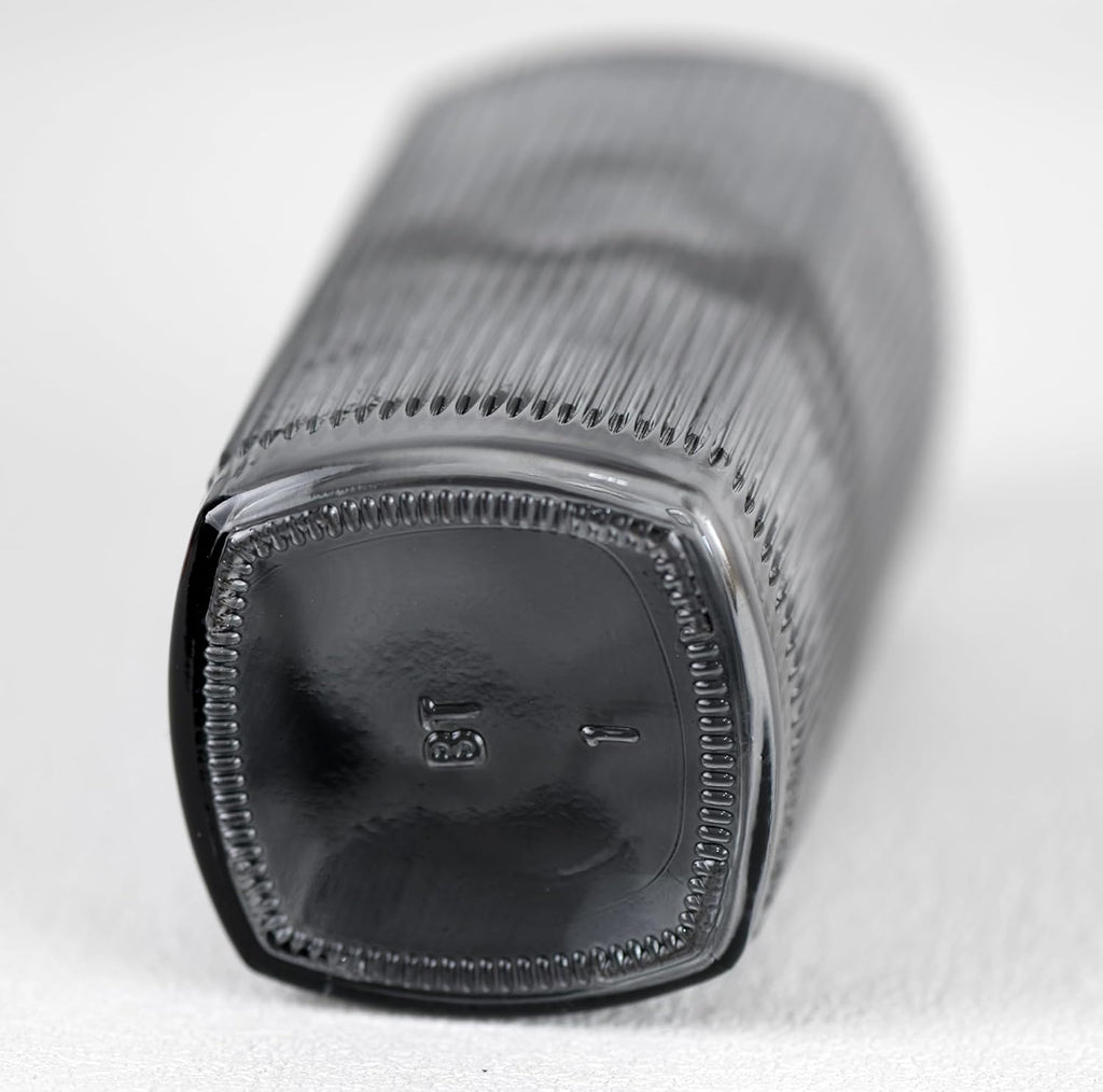 12 oz Glass Soap Dispenser with Vertical Stripe with Black Plastic Rustproof Pump, Small Refillable Soap Dispenser for Kitchen and Bathroom (Grey)