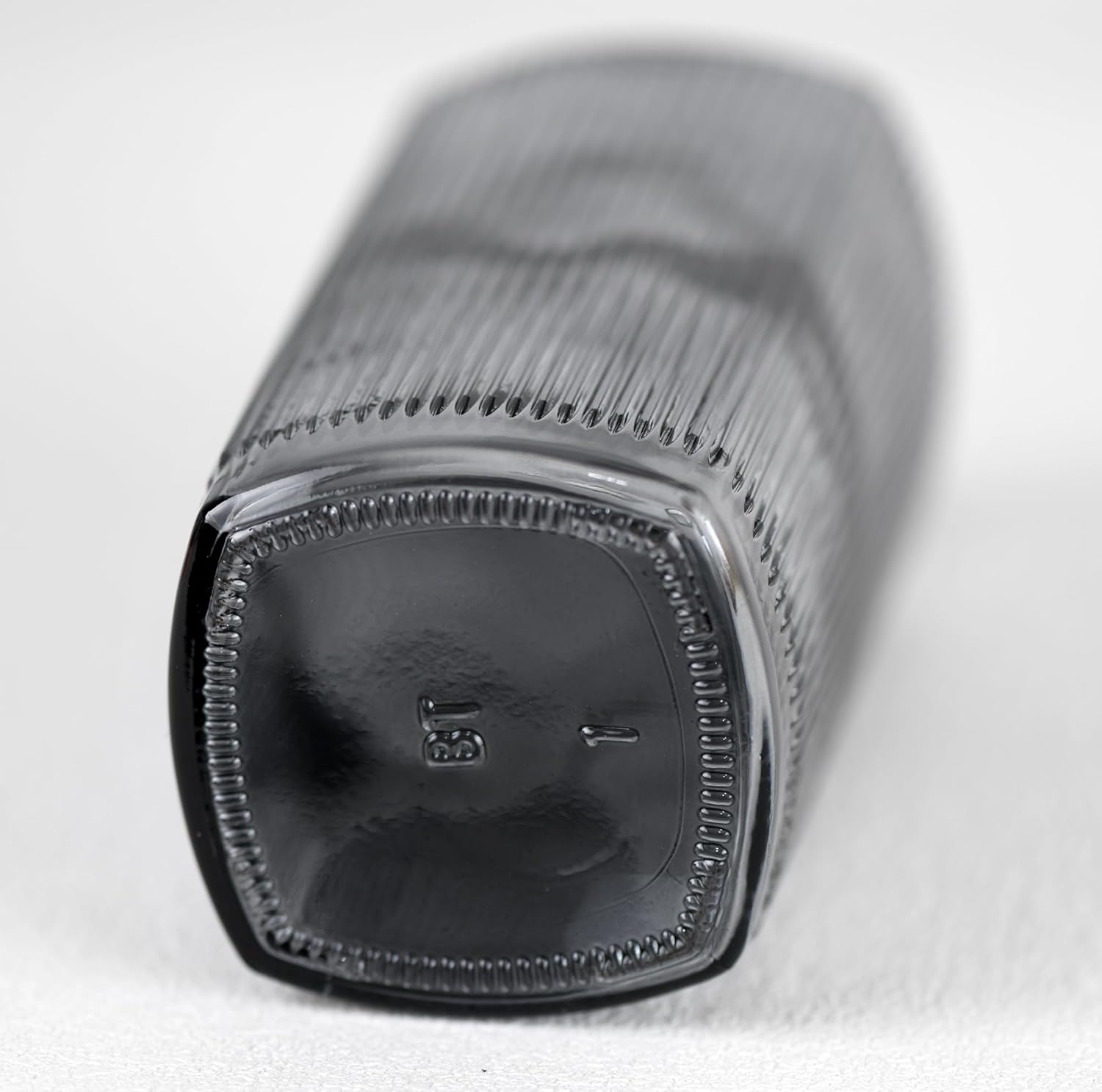 12 oz Glass Soap Dispenser with Vertical Stripe with Black Plastic Rustproof Pump, Small Refillable Soap Dispenser for Kitchen and Bathroom (Grey)