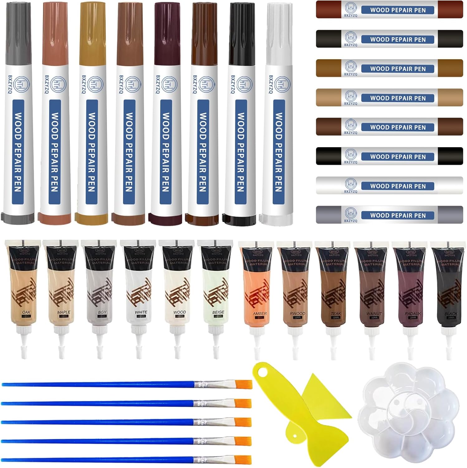 Multi-Color Wood Filler Kit | Professional Repair for Furniture & Flooring | Non-Toxic Fast-Drying Putty (Tools Included)