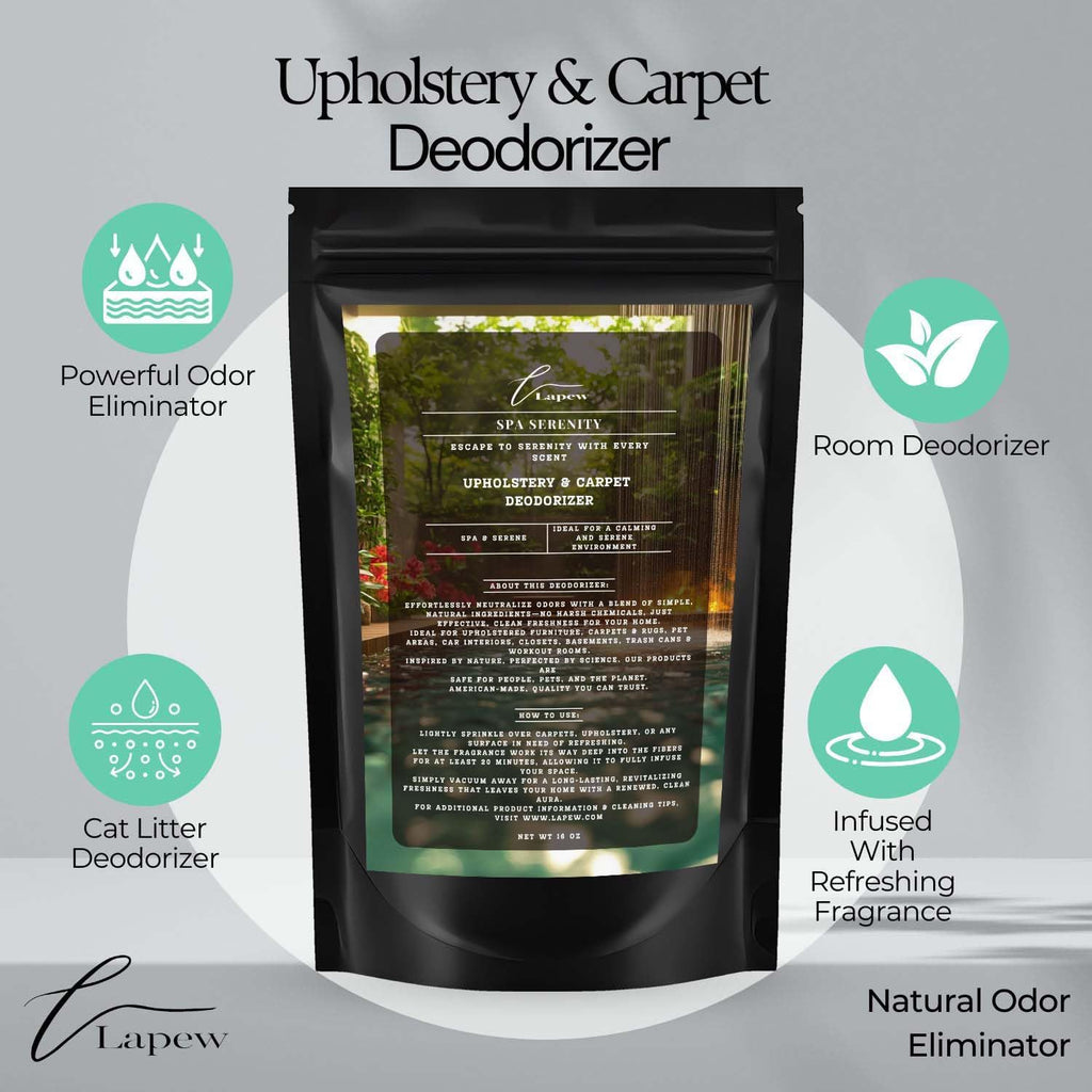 Spa Serenity Carpet Freshener Powder 16 oz | Powerful Odor Eliminator for Home | Upholstery Deodorizer | Carpet Deodorizer | Pet Urine | Cat Litter Box