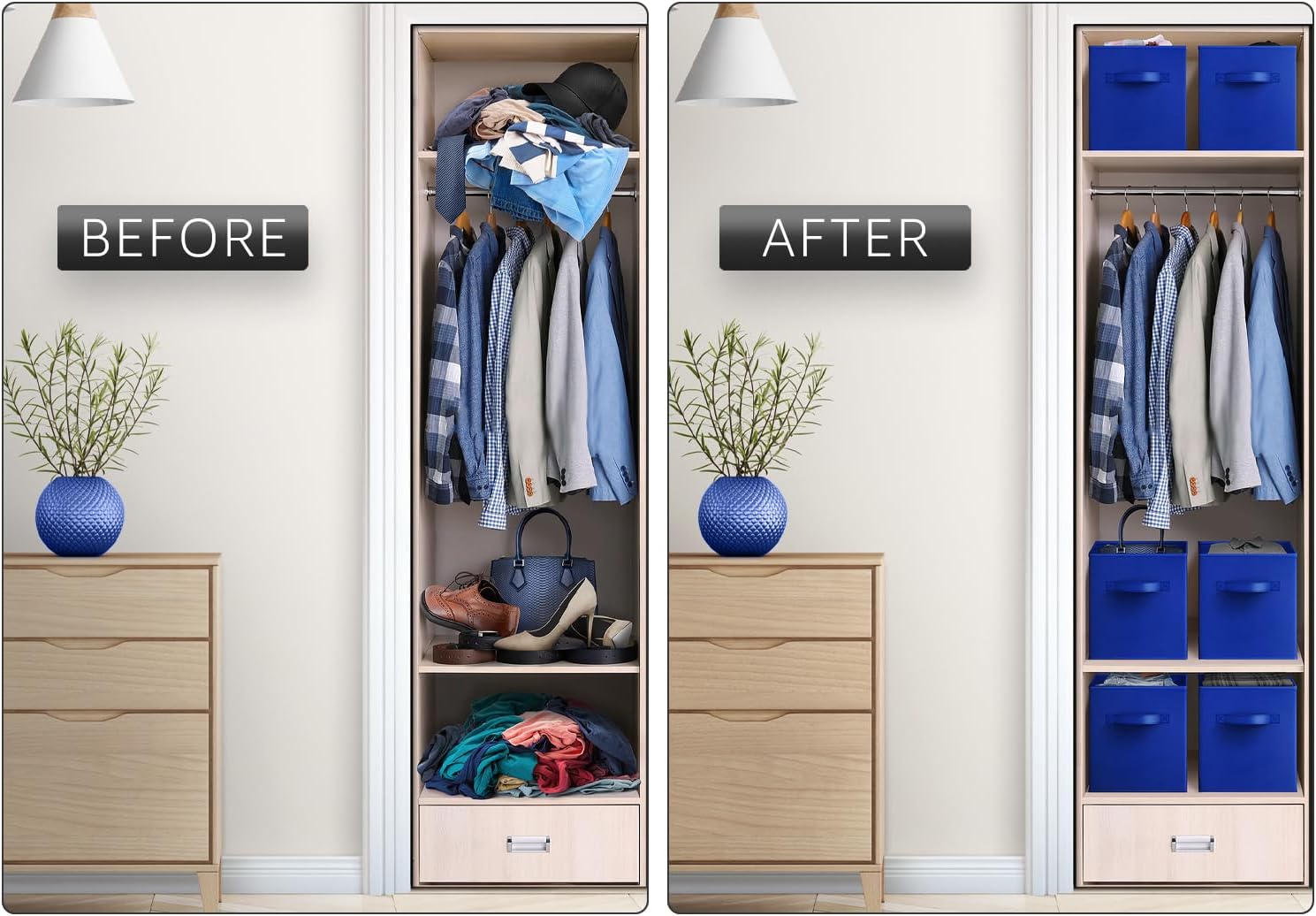 Sorbus 13 Inch Collapsible Fabric Storage Cubes - Sturdy Foldable Baskets with Handle - 8 Organizing Bins for Clothes, Toys, Books - Shelves, Closets